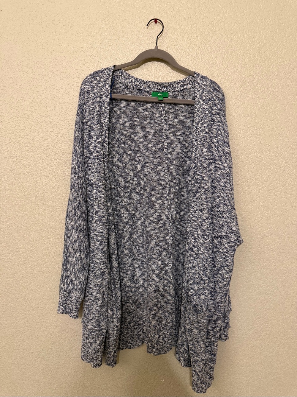 dip Blue & White Marled Open-Front Cardigan